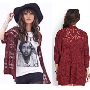 NEW Forever21 Crochet Open-Knit Cardigan